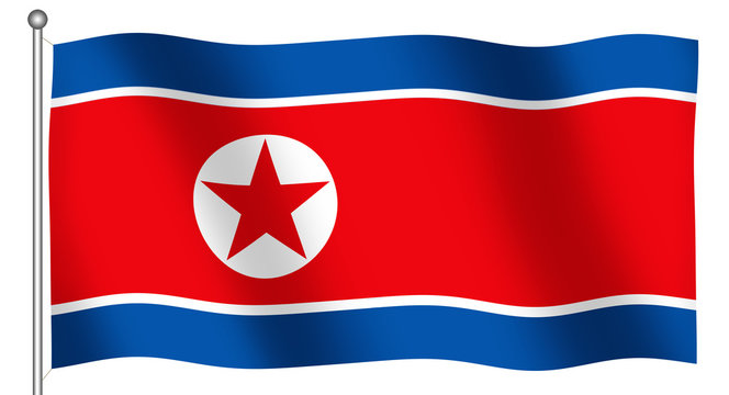 flag of north korea waving