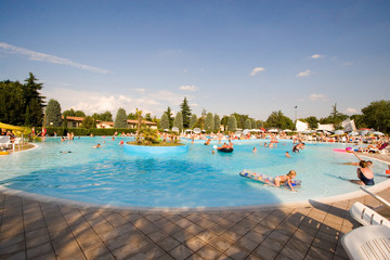 relaxing in the pool