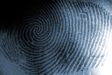 suspect - blue finger print on transparent surface