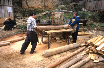 sciage du bois, chine