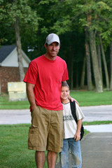 dad at bus stop