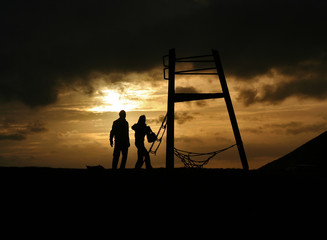 silhouetted couple