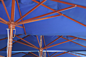 blue color coffee shop umbrellas