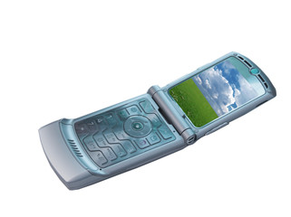 cell phone isolated against white background