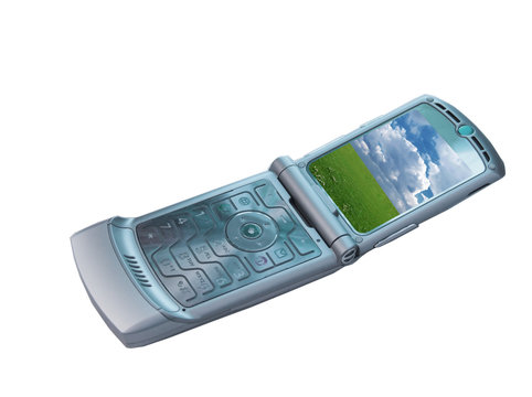 cell phone isolated against white background