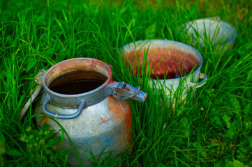 an old time milk jug