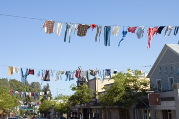 clothesline in western pioner  country town