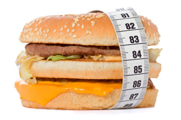 hamburger wrapped around a measurement tape