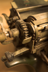 detail of antique typewriter carriage