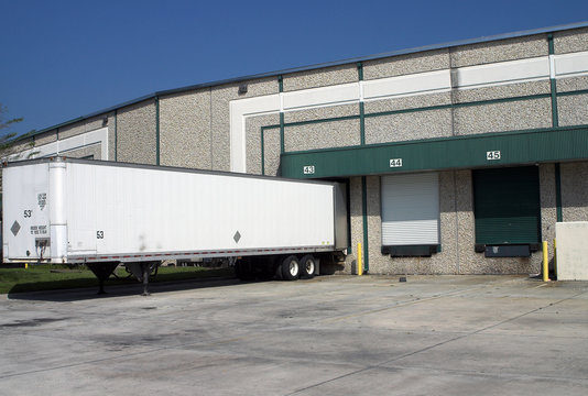 warehouse loading bays with trailer