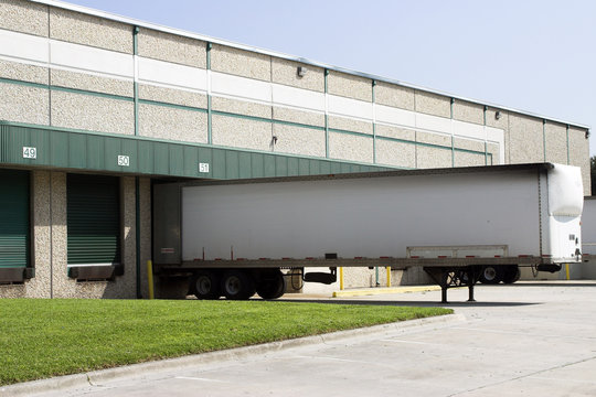 warehouse loading bays with trailer