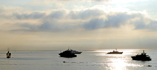 luxury yachts at anchor off monte carlo