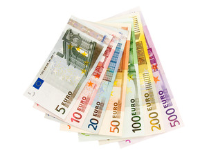 euro banknotes from five up to five hundred