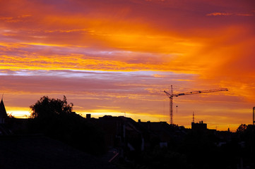 Fototapeta premium golden urban sunset.