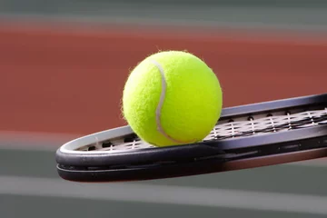 Zelfklevend Fotobehang tennis ball red © sculpies