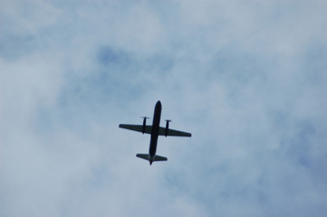 overhead prop plane