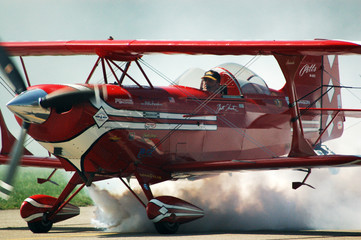 biplane taking off