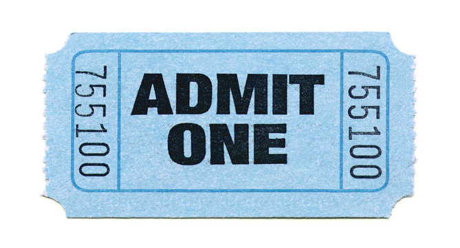 admit one ticket (light blue)