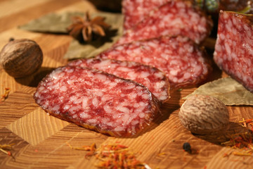 salami.tasty slices.