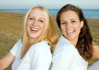 laughing on the beach