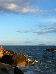moon over adriatic sea beach
