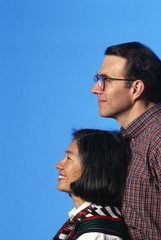 mixed race couple in profile