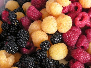 red,yellow and black strawberries