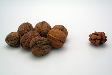 group of nuts and a lonely nut