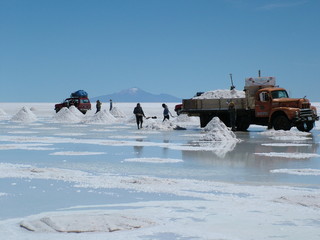 salt mining on the salar de uyuni