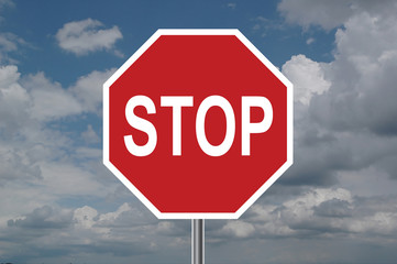 stop sign with clouds