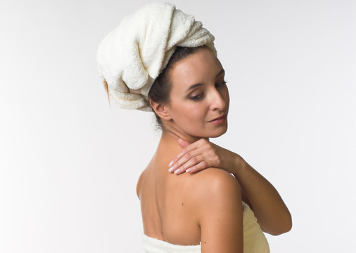 beautiful women in towel