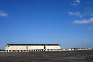 phosphate mine buildings and train cars