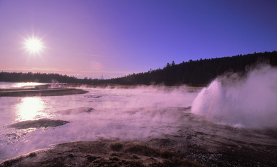 geyser sunset