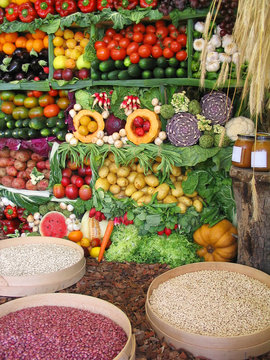 colorful vegetables,fruits and beans