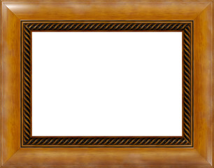 antique light polished wooden picture frame isolated