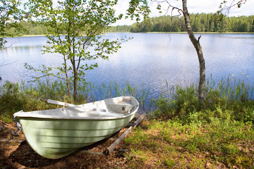 rowboat stranded ashore