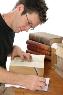 Handsome Young Male Studying