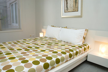 double bed in a modern apartment