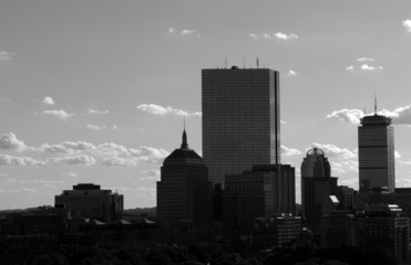 Fototapeta na wymiar silhouette of boston skyline sky scrapers