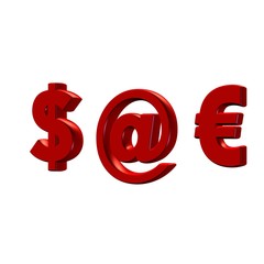 3d red money signs