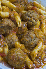 meatballs pomodoro and penne