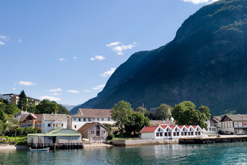 mountain village in a fjord
