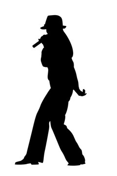 frau beim singen silhouette