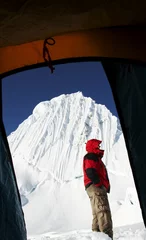 Printed roller blinds Alpamayo climber and alpamayo peak from the tent