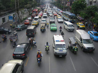 traffic jam in bangkok thailand