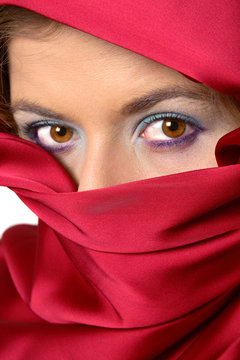 red scarf covered woman