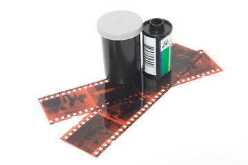 film and negatives over white