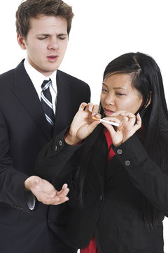 Woman Breaking Cigarette In Half