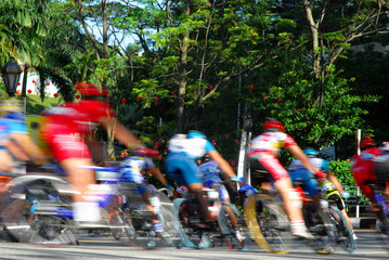 bicycle racing in motion blur