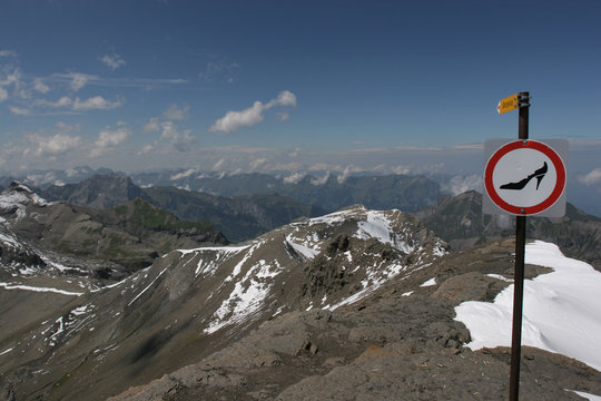 no high heels sign on top of mountain